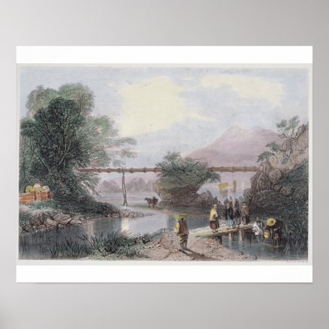 Bamboo Aqueduct in Hong Kong, graviert von Henry A Poster (Vorne)