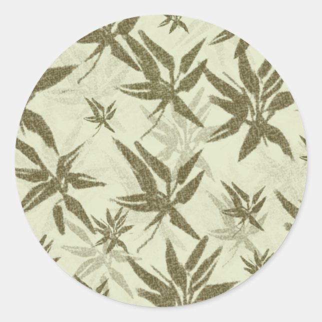 Bamboo auf Beige Bleche - nahtloses Oberflächenmus Runder Aufkleber (Vorderseite)