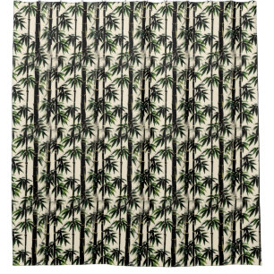 Bamboo auf Beige Duschvorhang