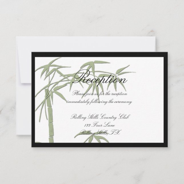 Bamboo Beauty Wedding Empfang Einladung (Vorderseite)