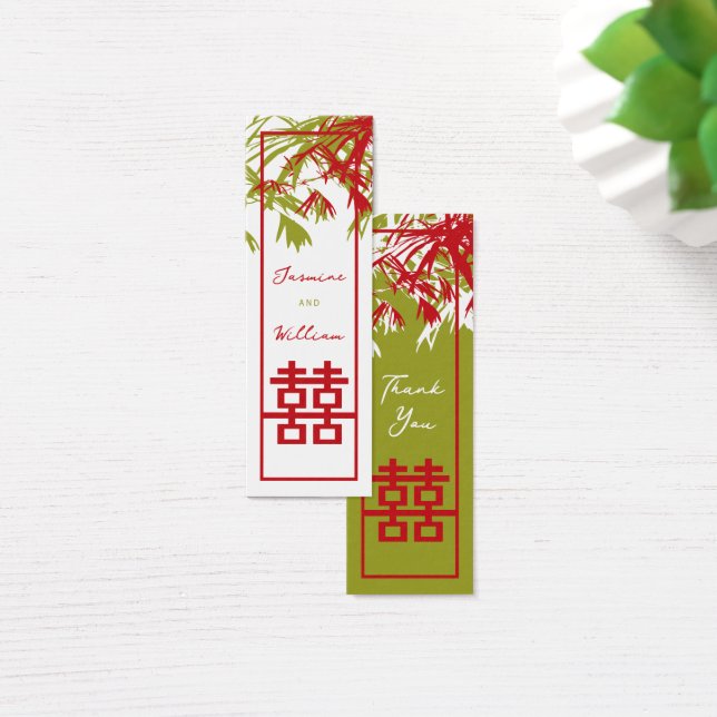 Bamboo Blätter Doppel Happiness Hochzeitsmarken (Schreibtisch)