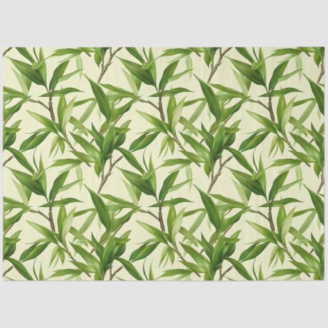 Bamboo Blätter Muster Grün Dekoupage Seidenpapier (Vorderseite)