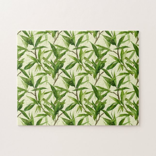 Bamboo Blätter Pattern Green Puzzle (Horizontal)