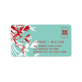 Bamboo Blätter Shuang Xi Chinesische Hochzeitsadre Adressaufkleber