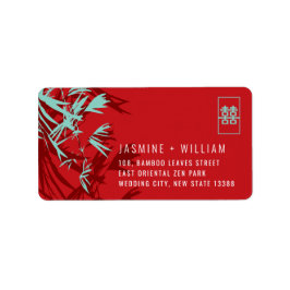 Bamboo Blätter Shuang Xi Chinesische Hochzeitsadre Adressaufkleber