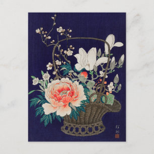 Bamboo Blume Basket Malerei von Ohara Koson Postkarte
