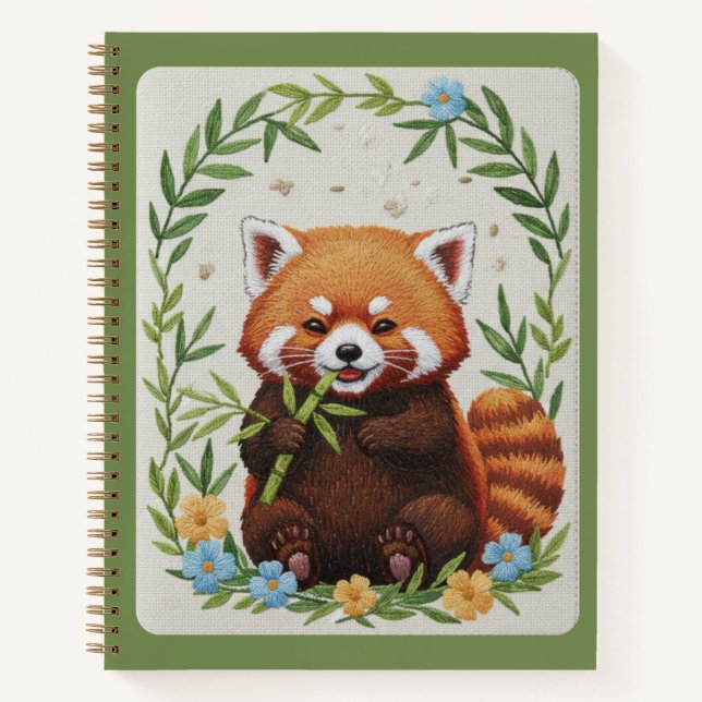 Bamboo Buddy Embroidered Red Panda Journal Notizbuch (Vorderseite)