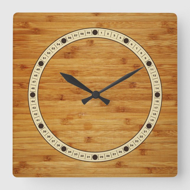 Bamboo Butcher Block Quadratische Wanduhr (Vorderseite)