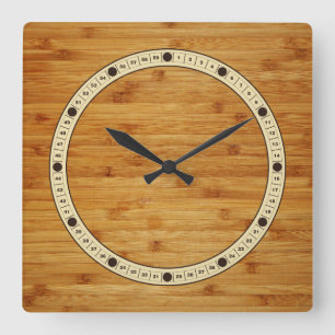 Bamboo Butcher Block Quadratische Wanduhr