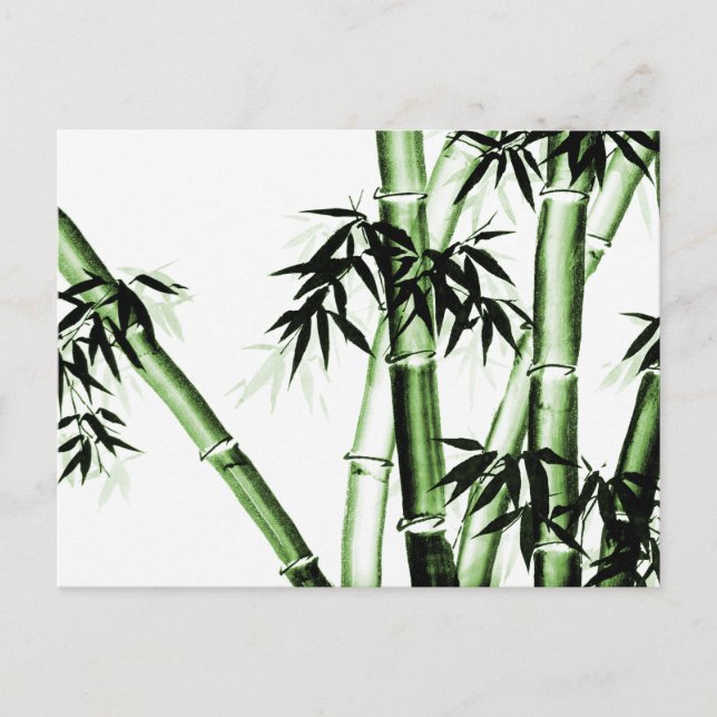 Bamboo Chinese Art - One - green Bath Mat Postkarte (Vorderseite)