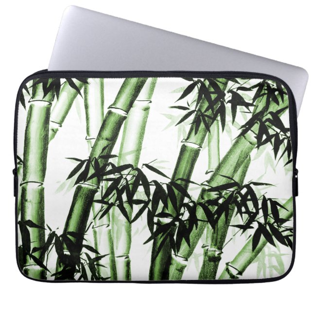 Bamboo Chinesische Kunst - eins - grün Laptopschutzhülle (Vorderseite)
