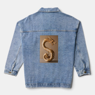 Bamboo Dragon Elegance: Women's Denim Jeans Jacket Jeansjacke