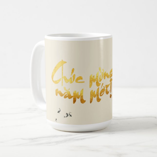 Bamboo fischen die vietnamesische Neujahrsveransta Kaffeetasse (Vorderseite Links)