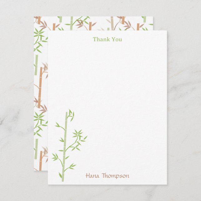 Bamboo Foliage Orientale Blätter Dankeskarte (Vorne/Hinten)