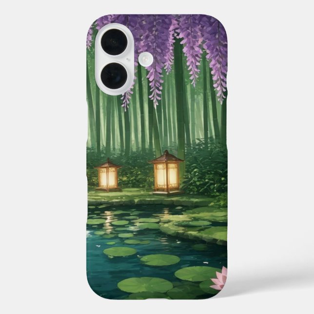 Bamboo Forest and Wisteria iPhone16 Handy Case (Rückseite)