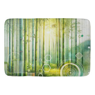 Bamboo Forest Geometric Bath Mat Badematte