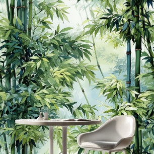 Bamboo Forest Greenery Aquarellbahn Natur Tapete