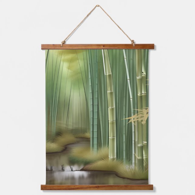 Bamboo Forest | Traditionelle chinesische Malerei Wandteppich Mit Holzrahmen (Vorderseite)