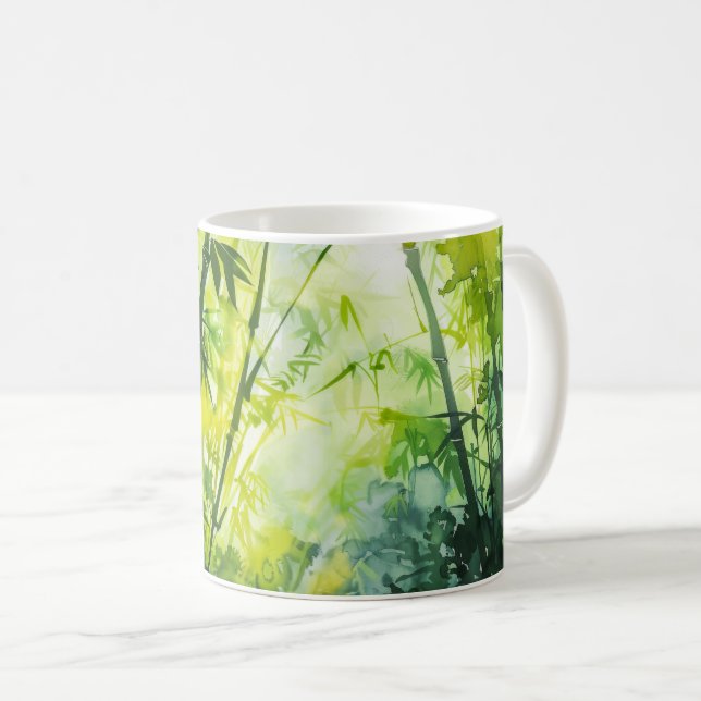 Bamboo Forest Watercolor Kaffeetasse (VorderseiteRechts)
