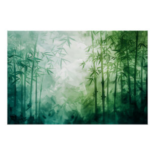 Bamboo Forest Watercolor Poster