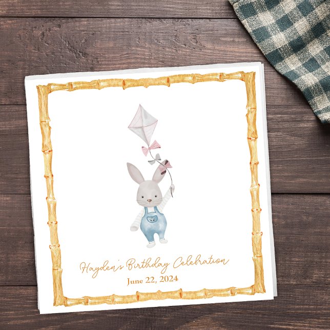 Bamboo Frame Bunny Personalisiert Napkin Serviette (Von Creator hochgeladen)