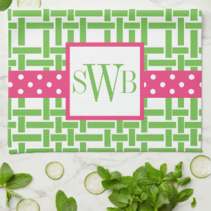 Bamboo & Grosgrain Mit Monogramm Küchentuch