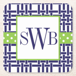 Bamboo & Grosgrain Mit Monogramm Paper Untersetzer