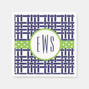 Bamboo & Grosgrain Mit Monogramm Party Napkins Serviette