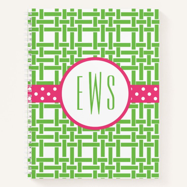 Bamboo & Grosgrain Mit Monogramm SpiralNotebook Notizbuch (Vorderseite)