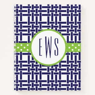 Bamboo & Grosgrain Mit Monogramm SpiralNotebook Notizbuch