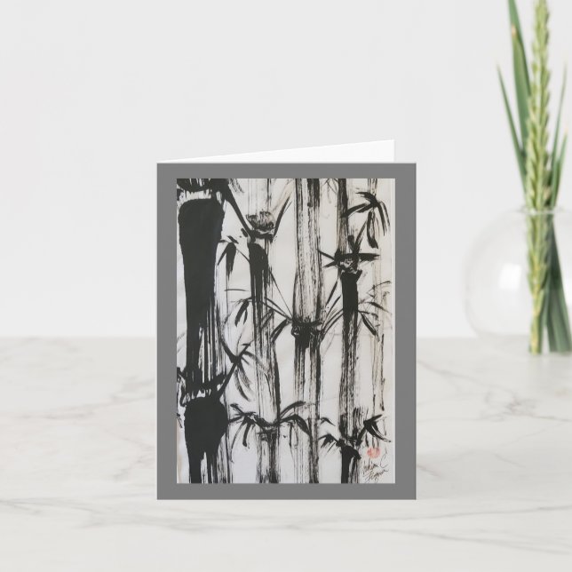 Bamboo Grove in Sumi Ink Karte (Vorderseite)