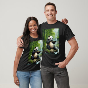 Bamboo Harmony: Guohua Panda T-Shirt