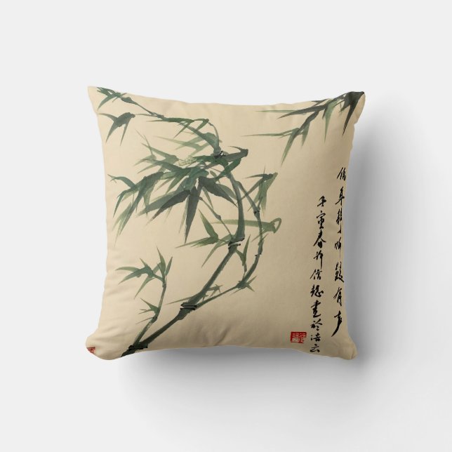 Bamboo Ink Art Throw Kissen (Vorderseite)