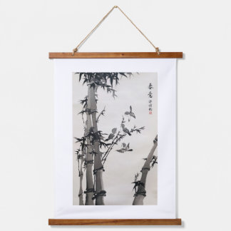 Bamboo Ink Artwork Print Wall Art Tapestes Wandteppich Mit Holzrahmen
