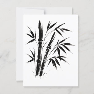 Bamboo Ink Illustration - Minimalistische Zen-Post Postkarte