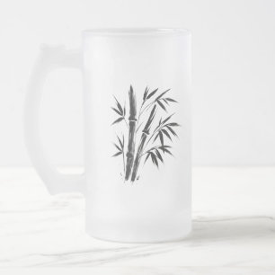 Bamboo Ink Illustration - Zen Design Mattglas Bierglas