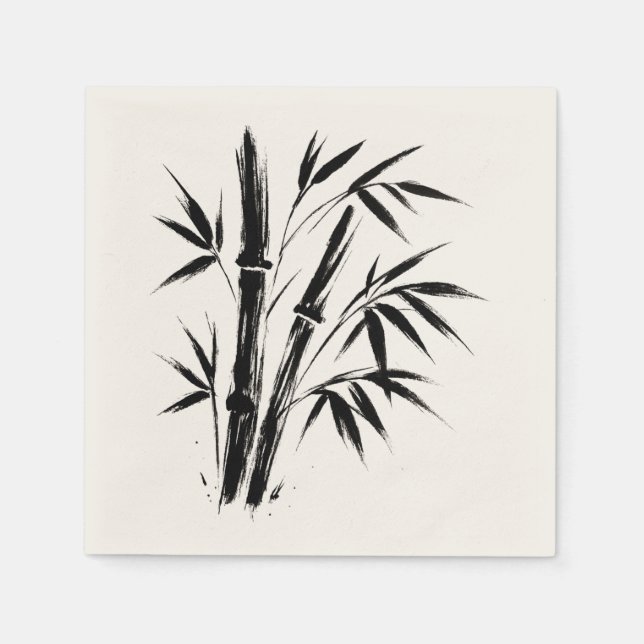 Bamboo Ink Illustration - Zen Design Serviette (Vorderseite)