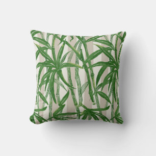 Bamboo Jungle Hawaiian Strip - Grün und Taupe Kissen