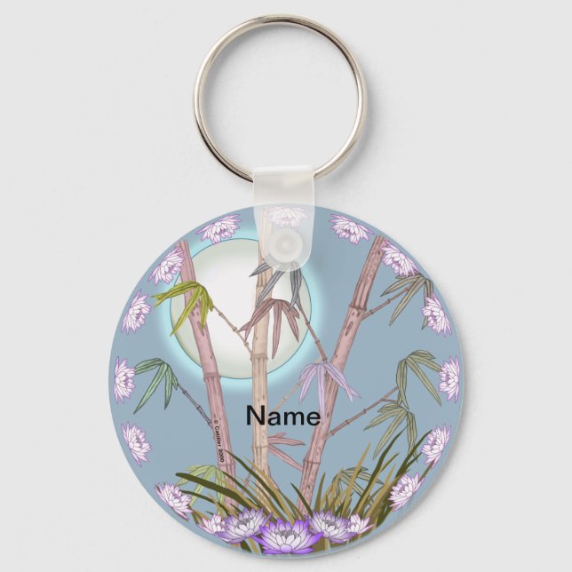 Bamboo Lotus Moon Schlüsselanhänger (Vorderseite)