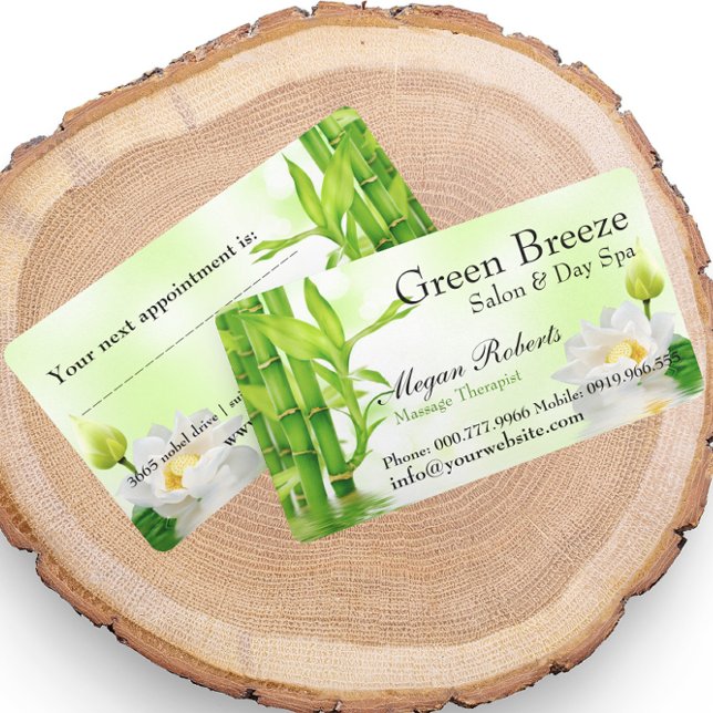 Bamboo Lotus Reiki Wellness-Center Skin Care Massa Terminkarte (www.zazzle.com/riverme)