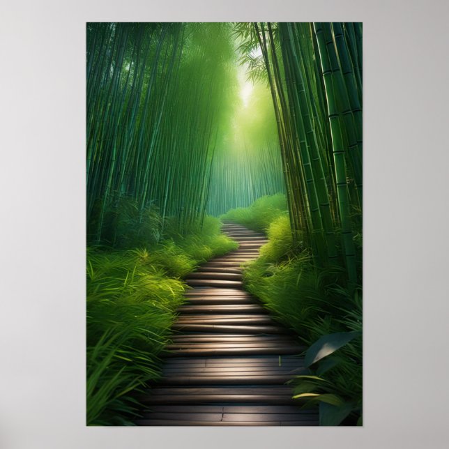 Bamboo Odyssey, ein Atemberaubender Grünwald Poster (Vorne)