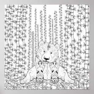 Bamboo Panda Doodle 2 Poster