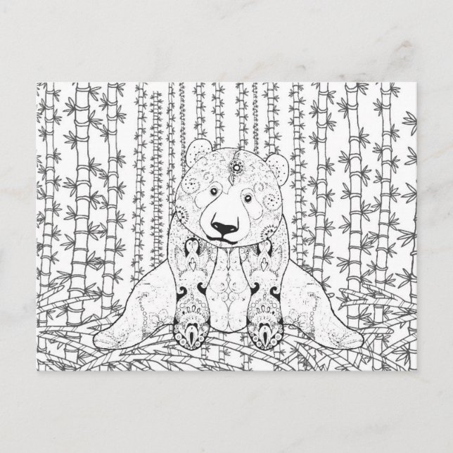 Bamboo Panda Doodle Postkarte (Vorderseite)
