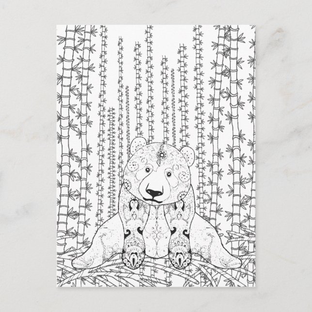 Bamboo Panda Doodle Postkarte (Vorderseite)