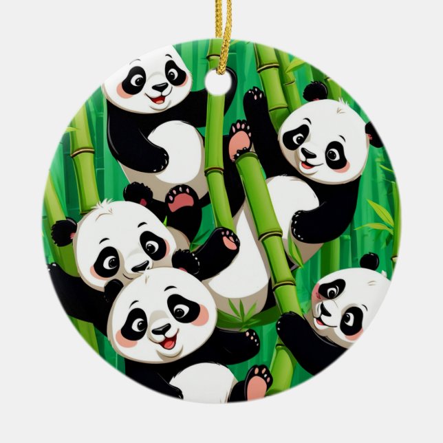 Bamboo Panda Keramik Ornament (Vorne)