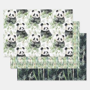 Bamboo Panda Packpapier Geschenkpapier Set