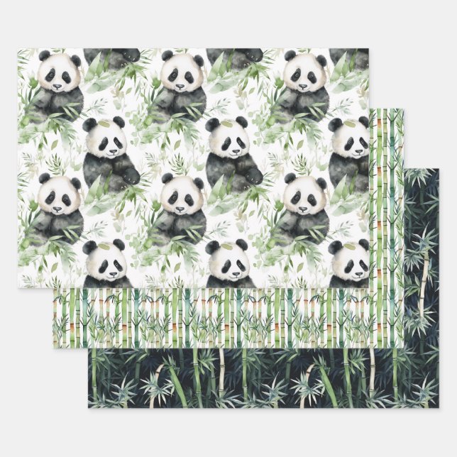 Bamboo Panda Packpapier Geschenkpapier Set (Set)