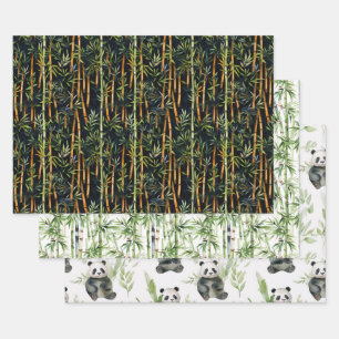 Bamboo Panda Packpapier Geschenkpapier Set