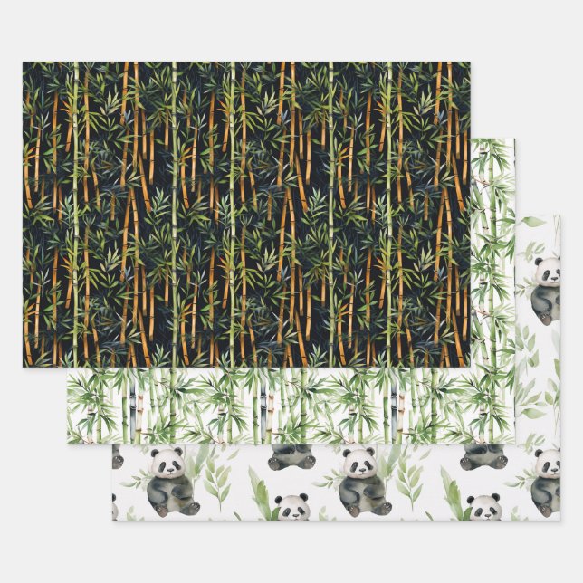 Bamboo Panda Packpapier Geschenkpapier Set (Set)