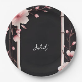 Bamboo Pink Sakura Cherry Blossom Brautparty Pappteller